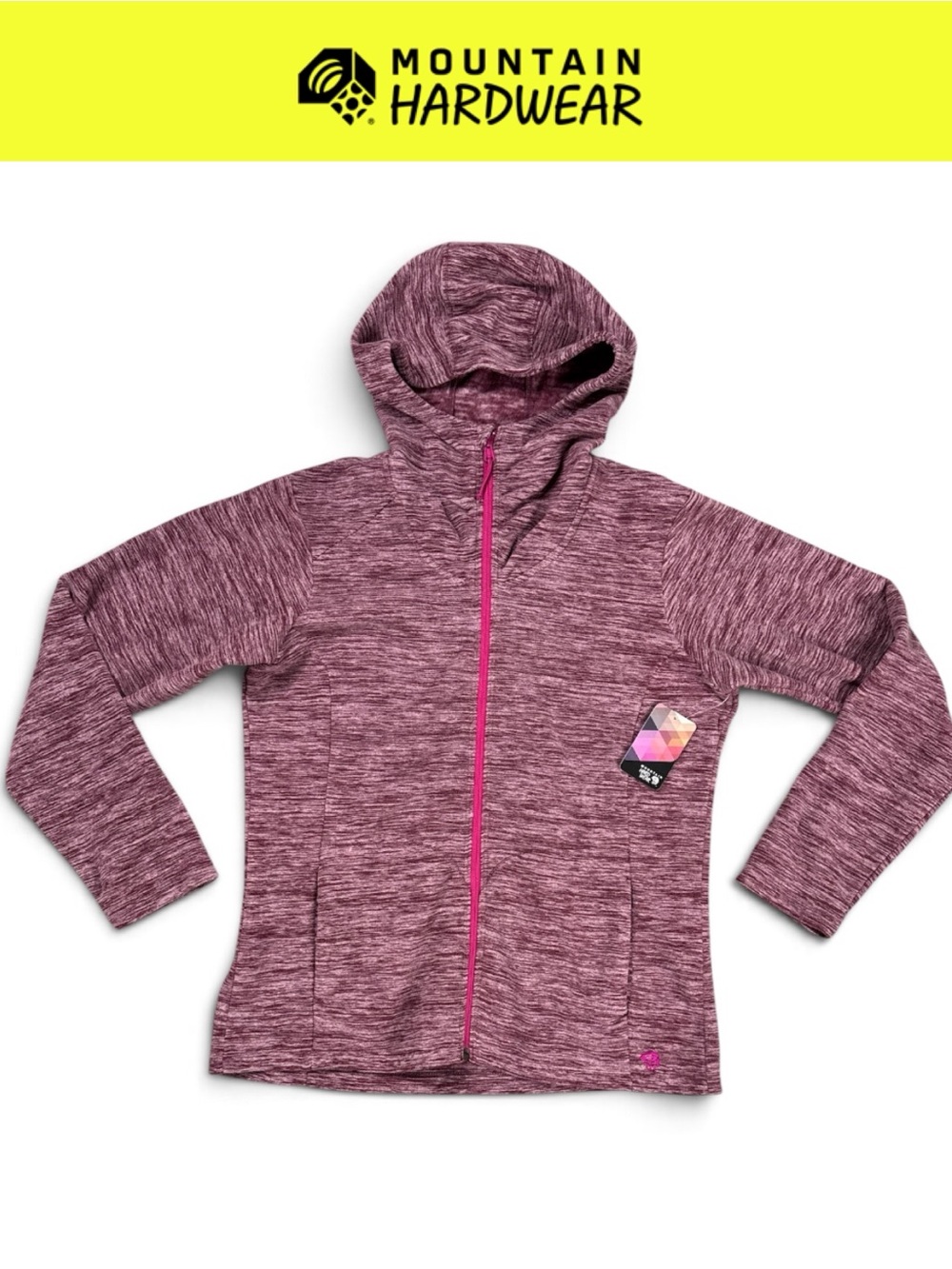 NWT MOUNTAIN HARDWARE BERRY SPACE DYED FLEECE HOODED FULL ZIP JACKET SIZE LARGE